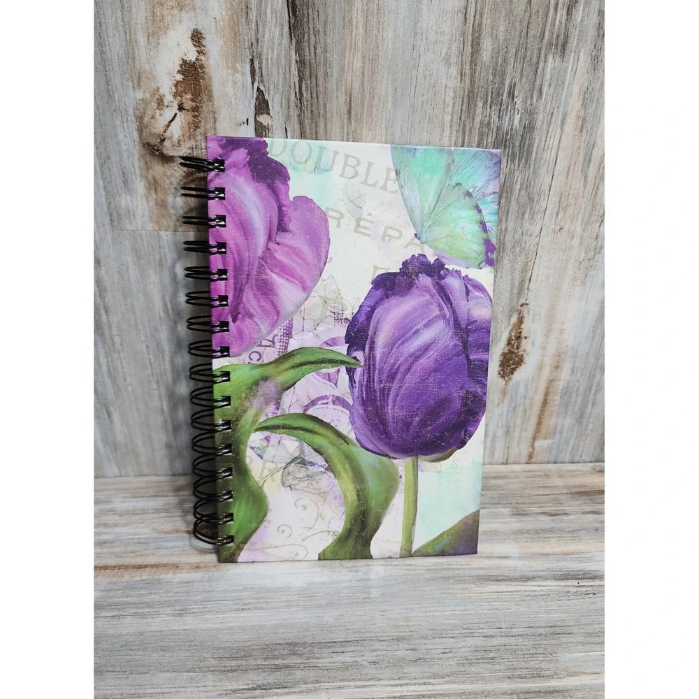 Pine Ridge Art Inc Color Bakery Purple Tulip Butterfly Spiral Lined Journal